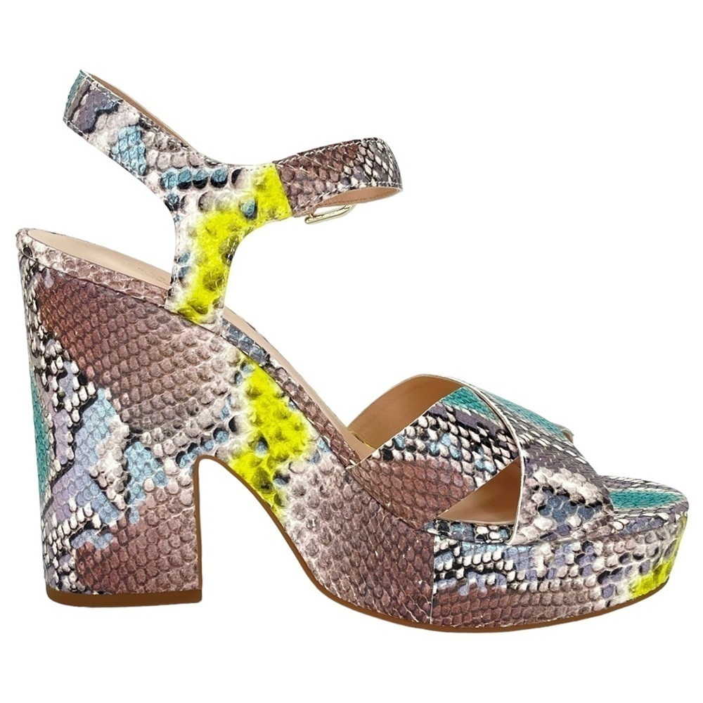 Kate Spade New York Womens Platform Sandals 10M Grace Lemon Sorbet Leather - Picture 3 of 14